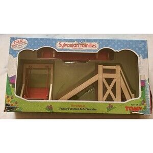 Vintage 1980's Sylvanian Families Playground Swing Slide & Seesaw #2919 Worn box